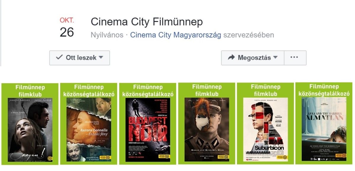 Cinema City Filmünnep - programok