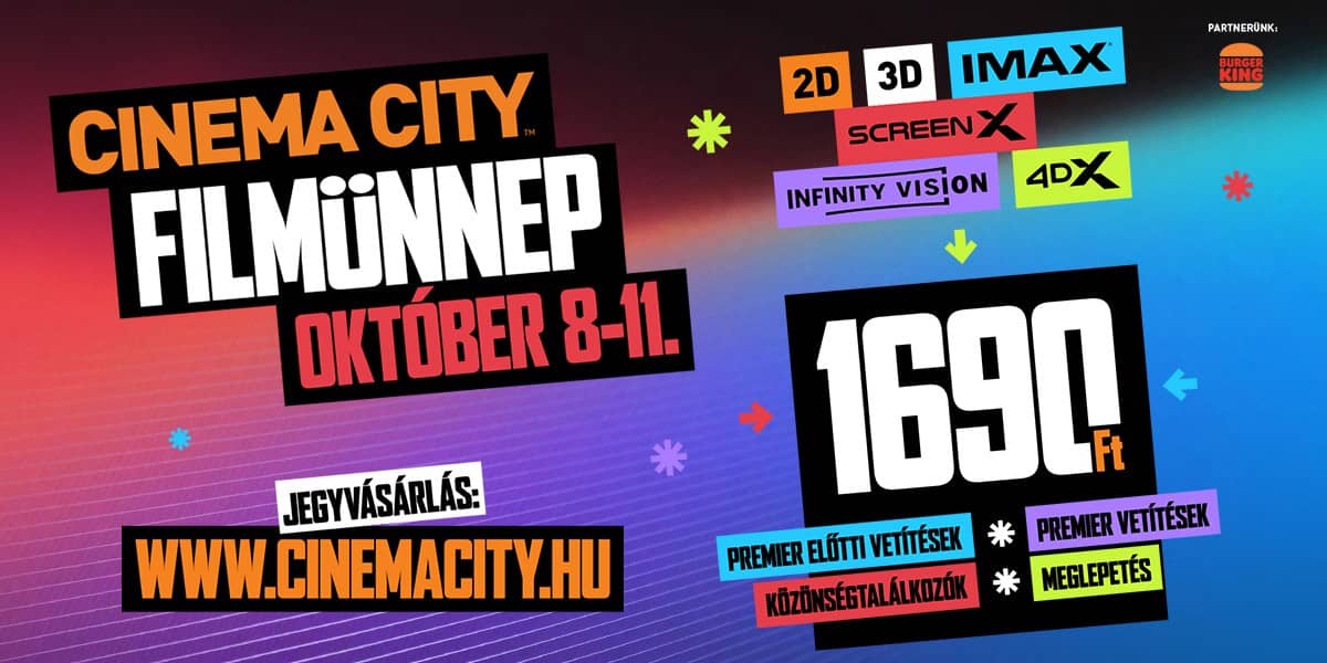 ❏ Cinema City Filmünnep október 8-11.